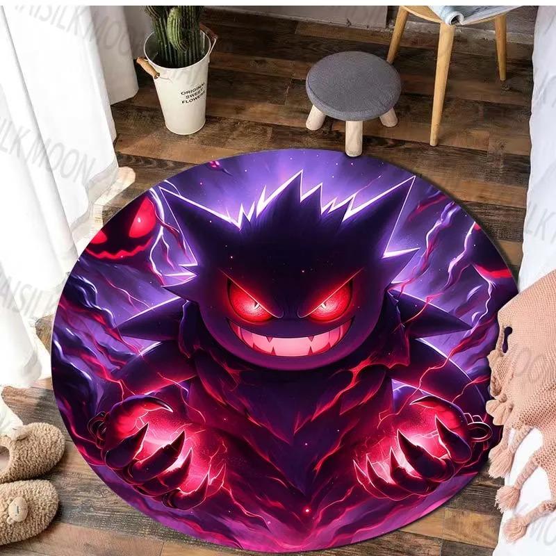  Disney Game Pokémon Gengar Printed Round Mat Bedroom Living Room Sofa Table Carpet Home Decor Cute Horrible Floor Rug
