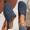 2025 Women's Thick-Soled Closed-Toe Backless Casual Slippers, Plus Size Round-Toe Summer Design