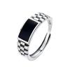 Men's Black Retro Checkerboard Index Finger Ring