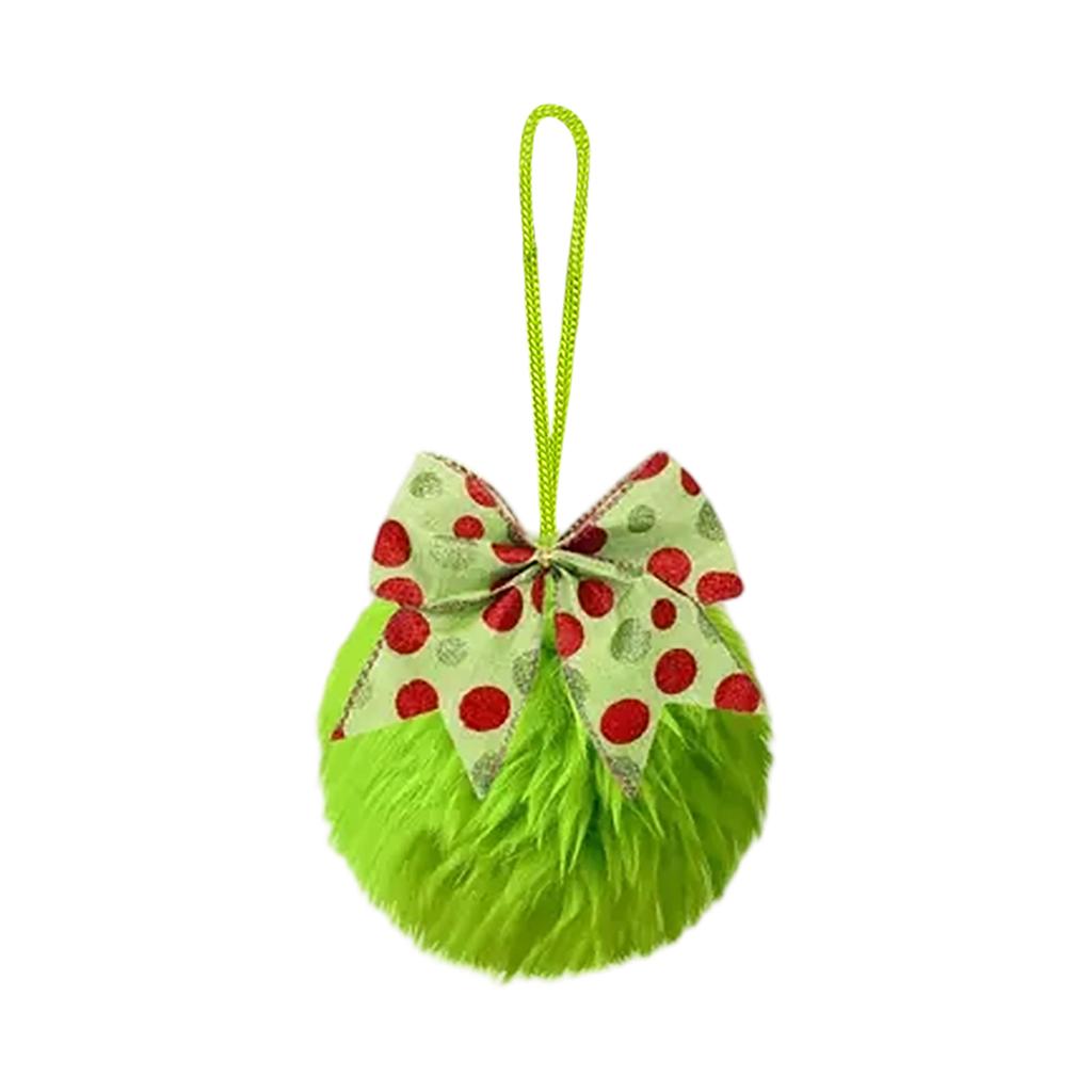 Bow-tie Pom-pom Green Ball Christmas Tree Ornament Christmas Decoration Green Ball Handmade
