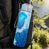 1PC Blue Jellyfish Coral Ocean Scene Print 750ml Color Plastic Sports Water Bottle Leakproof Flip Straw Lid Suitable for Sports Office Home Use