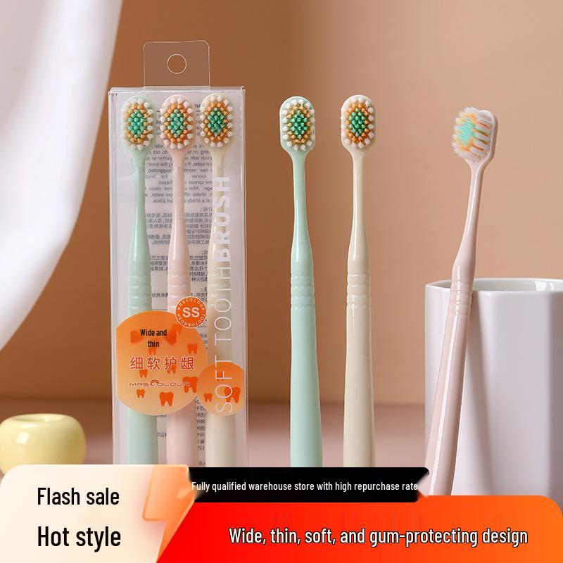 Yamagata Mountain-Shaped Soft Bristle Adult Toothbrushes (3-Pack) – Wide Head Japanese Gum Care.