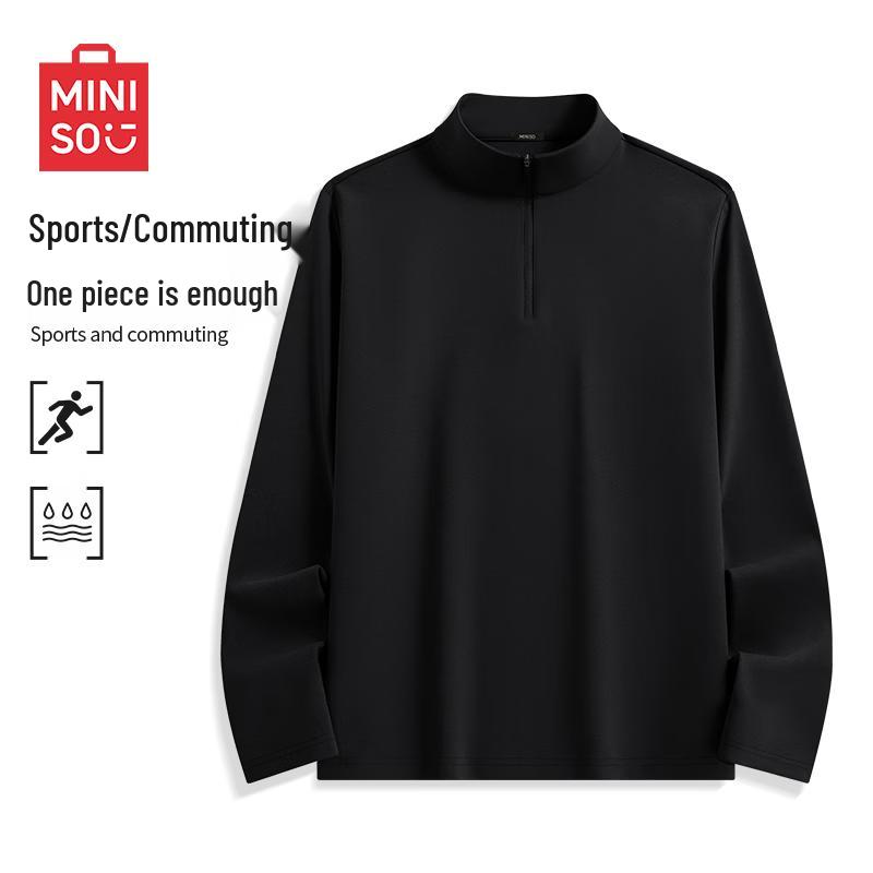 

MINISO Чоловіча футболка з довгим рукавом, що швидко сохне, із захистом від сонця, на блискавці-поло, зі стійкою M