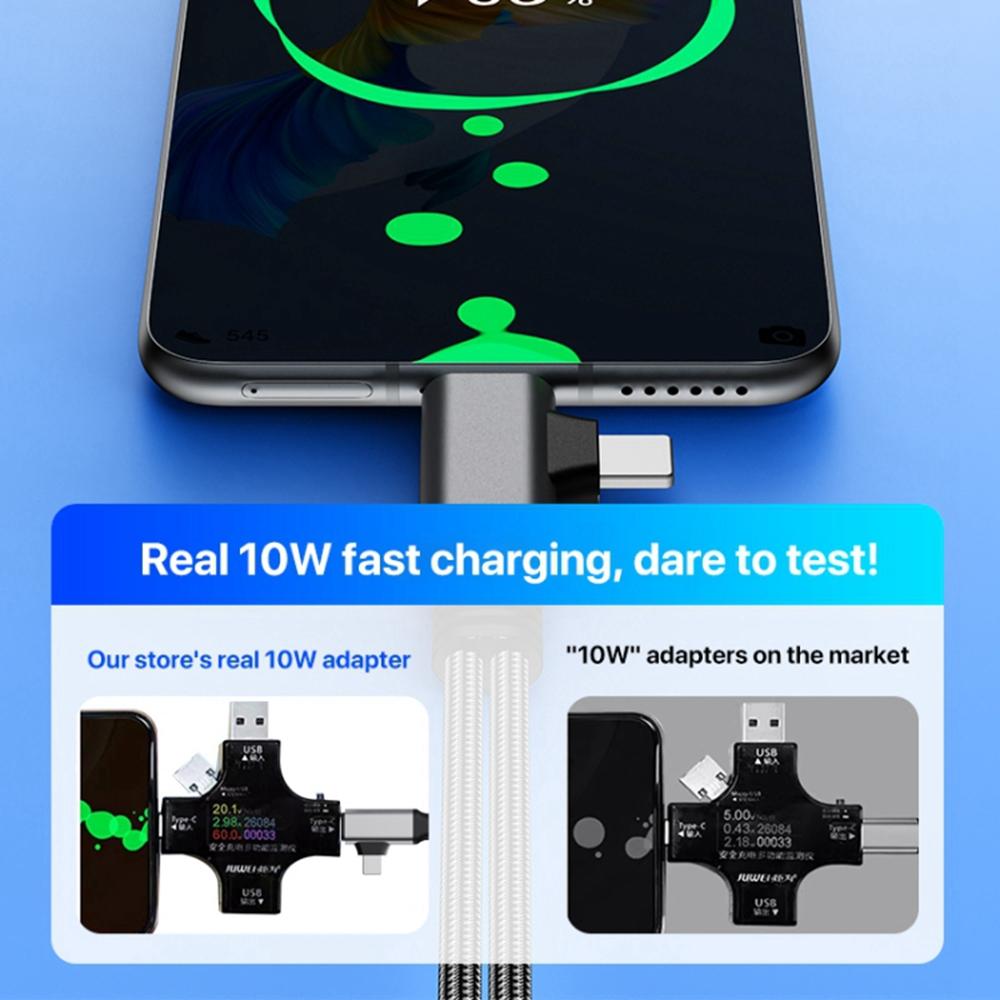 L-Shaped iP/USB-C to 3.5mm Female + Type-C Charging Cable Audio Charging Adapter