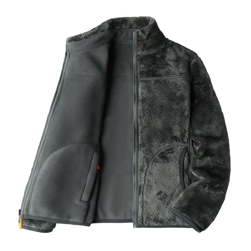 

Женская двусторонняя зимняя флисовая куртка - Толстая, ветрозащитная подкладка из кораллового флиса 2XL