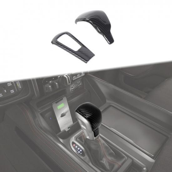 2PCS Carbon Fiber Gear Shift Knob Cover Trim for Ram TRX 2018-2024 Accessories