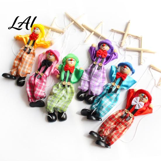 Marionette Puppet Wooden Clown Toy Vintage Pull String with Movable Limbs Limbs Handcrafted Classic Storytelling Theatre Toy for Kids