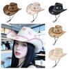 Wide Brim Sun Hat Breathable Straw Hat Fashion Westren Cowboy Hat  Women