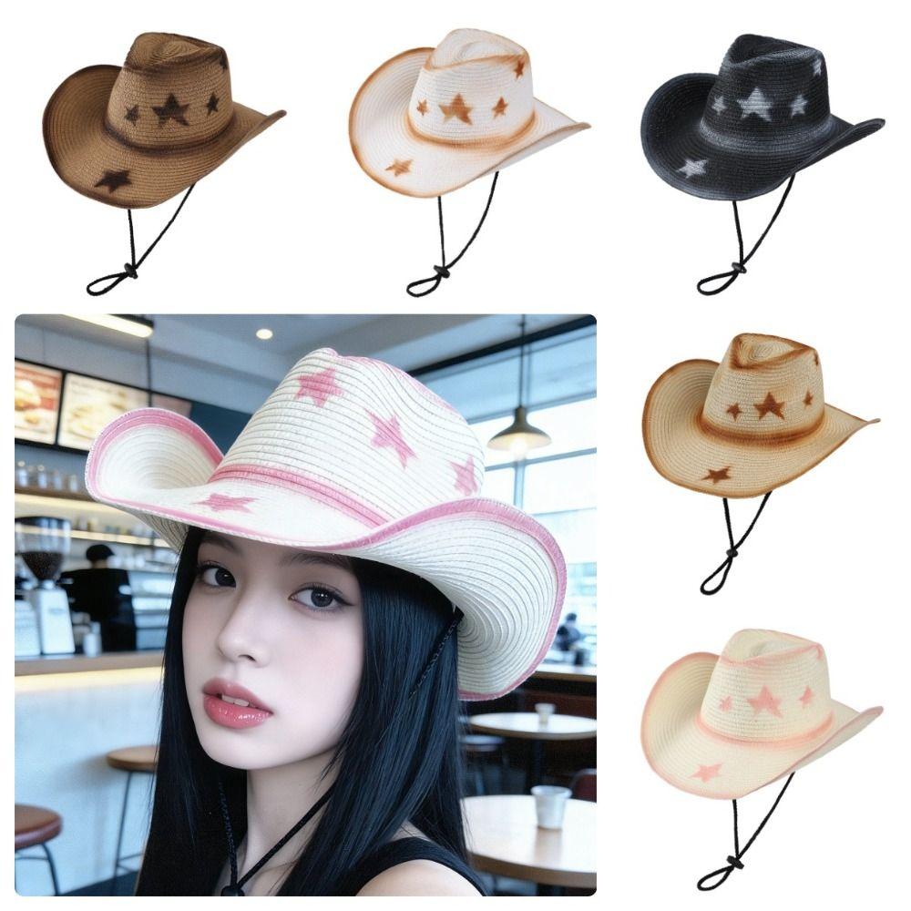 Wide Brim Sun Hat Breathable Straw Hat Fashion Westren Cowboy Hat Women