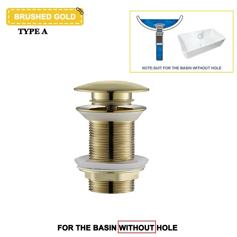 Wash Basin Pop-Up Drain Button Sink Stopper Drainer Siphon Waste Stopper Waste Pipe Drain Brushed Gold Bathroom Accessories