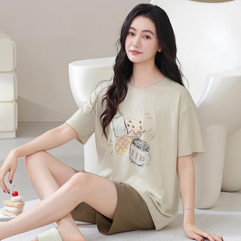 Pajamas women's summer cotton short-sleeved shorts thin summer Korean version casual women's summer loungewear set