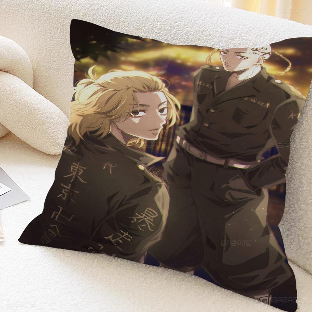 Anime Tokyo Reve Nger Pillow Covers Cartoon Sofa Decorative Home Double-sided Printing Short Plush Cute Cushion Cover