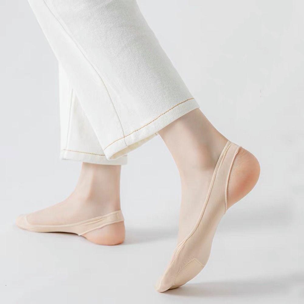 5Pairs Ultra-thin Ice Silk Suspender Socks Invisible Half Palm Boat Socks Half Feet Socks  Summer