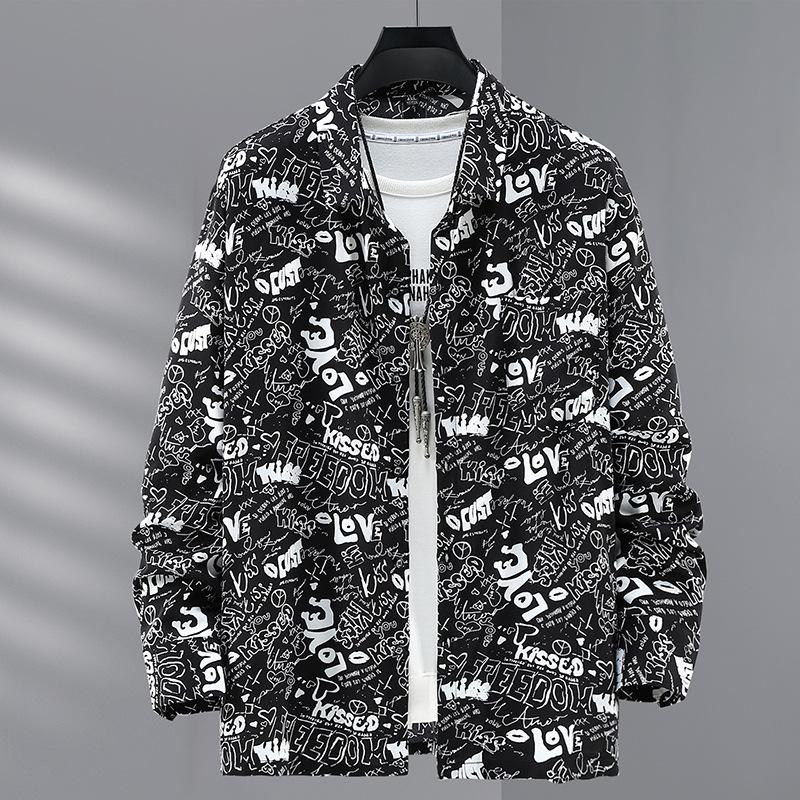 Spring and Autumn Plus Size Loose Thin Long-sleeved Printed Shirt Plus Fat Long-sleeved Shirt Men's Casual Shirt 4XL-12XL