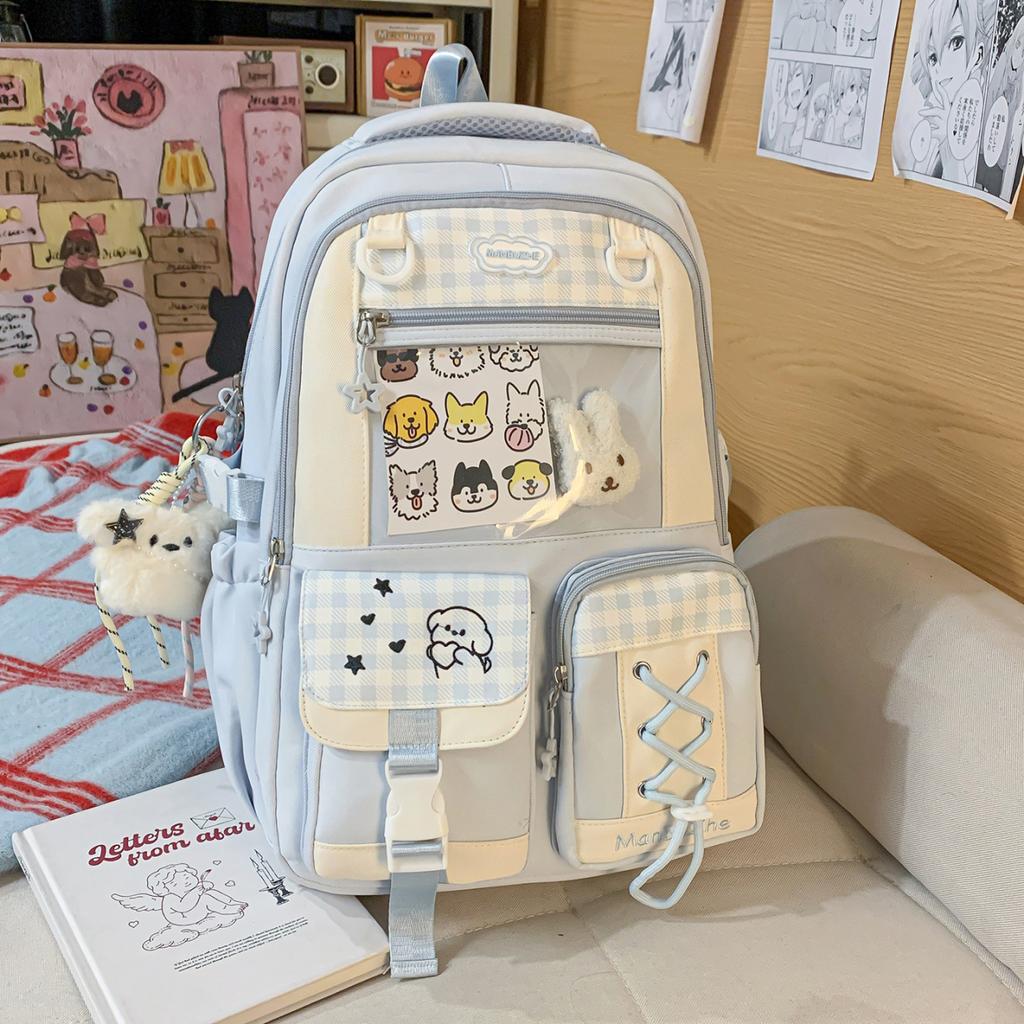 Schultasche Japanischer ins Stil Schultasche Mittelschule Mädchen Rucksack mit großem Fassungsvermögen Hoher Wert Transparente Schmerztasche Schüler Freizeitrucksack