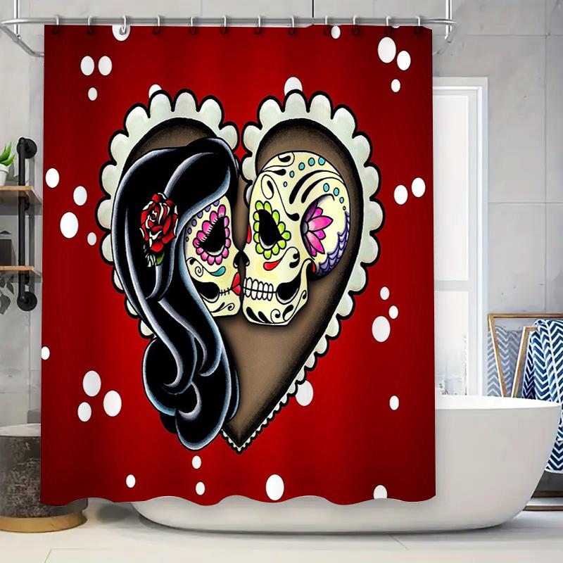 

Vintage Skull Shower Curtain Gothic Halloween Decor Tapestry Washable Bathroom Set Spooky Dark Art Home Textile Wall Hanging W60H190(CM)-1 Pcs