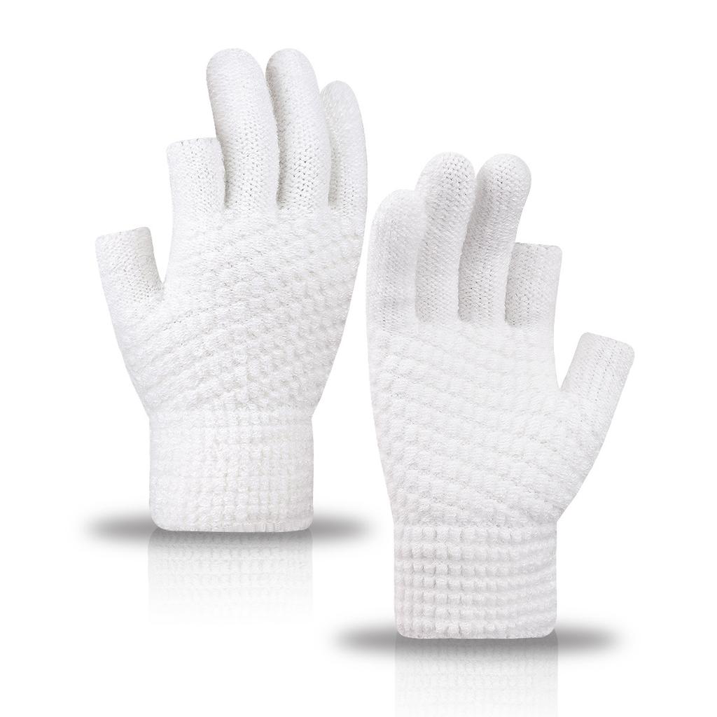 iwarm love warm dew two-finger office writing gloves men and women winter two half-finger knitted imitation cashmere student gloves