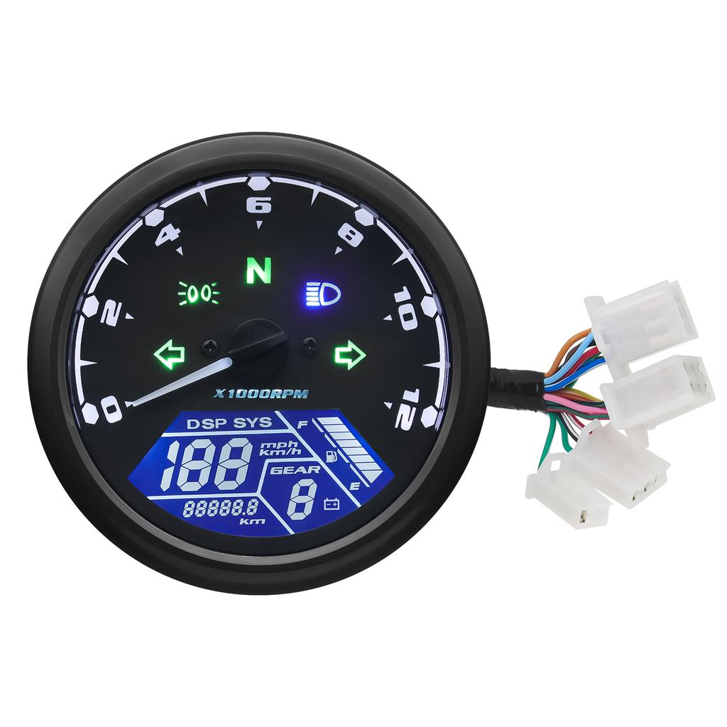 Universal Motorcycle Instrument 12000RMP LCD Speedometer Odometer Tachometer 1-4 Cylinders Motorbike Gauge Moto Digital Dash