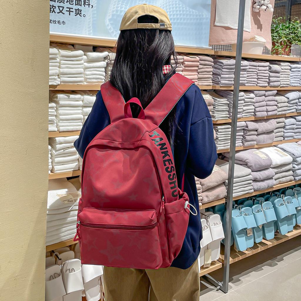 Schoolbag Korean Version Ins Cartoon Star Backpack Bag Women's Large Capacity Versatile Student Schoolbag Fashion Leisure Commuter Backpack