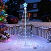 Outdoor Solar Five Point Star Waterfall LED String Lights Christmas Tree Top Garden Decoration Multicolor