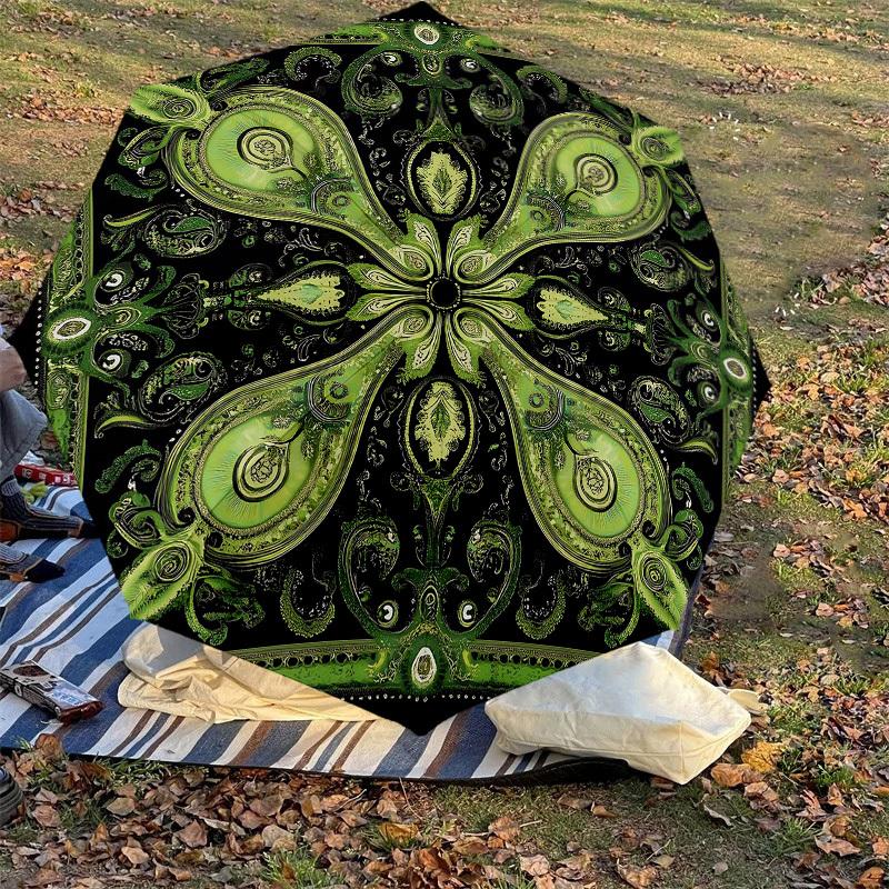 1PC Green Paisley Umbrella-8-Rib Reinforced Portable Folding Travel Suitable for All Seasons Outdoor Daily Use Is an Ideal Choice  -K0341