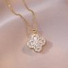 Women's Heart Zircon Flower Pendant - Elegant New Design Titanium Steel Necklace
