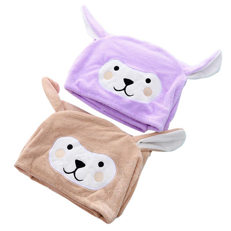 Children's Hooded Coral Fleece Bath Towel - Soft, Absorbent, Cartoon Design