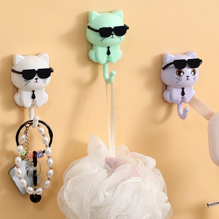 2 Stück Dekorative Robuste ABS Katzenkopfhaken für Elegante Wandmontierte Aufbewahrungslösung Mode Wohnaccessoire Täglicher Gebrauch