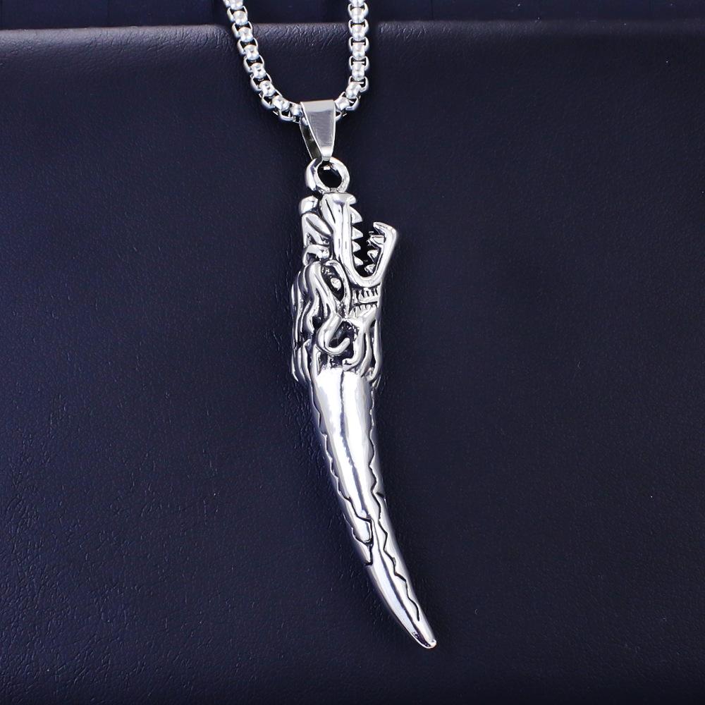 Trendy Men's Titanium Wheat Ear Cross Pendant Necklace with Long Pearl Chain