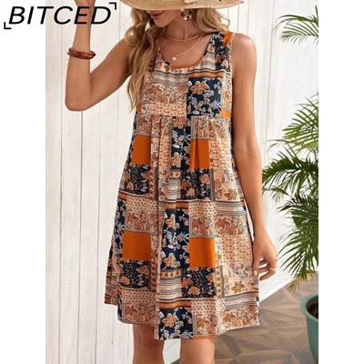 Women's Fashion Summer Spring Sleeveless O-Neck Casual Dresses