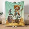 Fantasy Scarecrow Crow Print Flannel Throw Blanket, Soft Cozy Warm Blanket for Sofa Couch Bed Home Decor