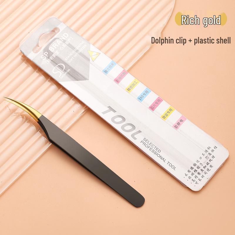 Stainless Steel Black Gold Feather Dolphin Tweezers for Beauty and Manicure