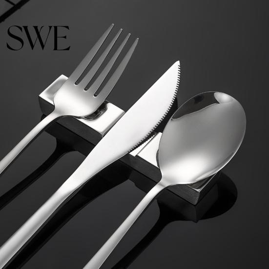 Chopstick Rest Groove Design Mirror Polished Fork Holder Easy To Clean Cutlery Chopsticks Stand Stainless Steel Chinese Style Dinner Spoon Dining Room
