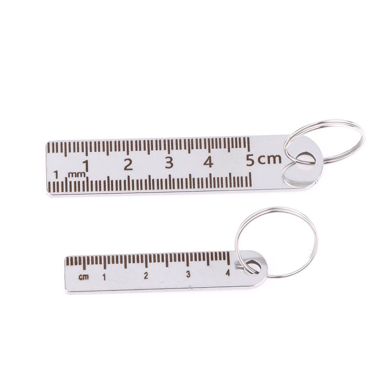 For Office And School Supplies (Anti-loss Measuring Ruler) Stainless Steel Mini Ruler With Keychain - Measuring Tool