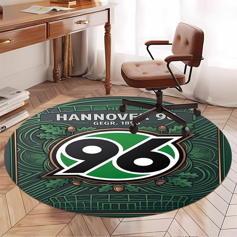 Hannover 96 Fußballmuster Runder Teppich, Innen-/Außenmatte, für Picknick, Spielzimmer, Schlafzimmer, Büro, Wohnzimmer, Heimdeko Teppich, Geburtstagsgeschenk