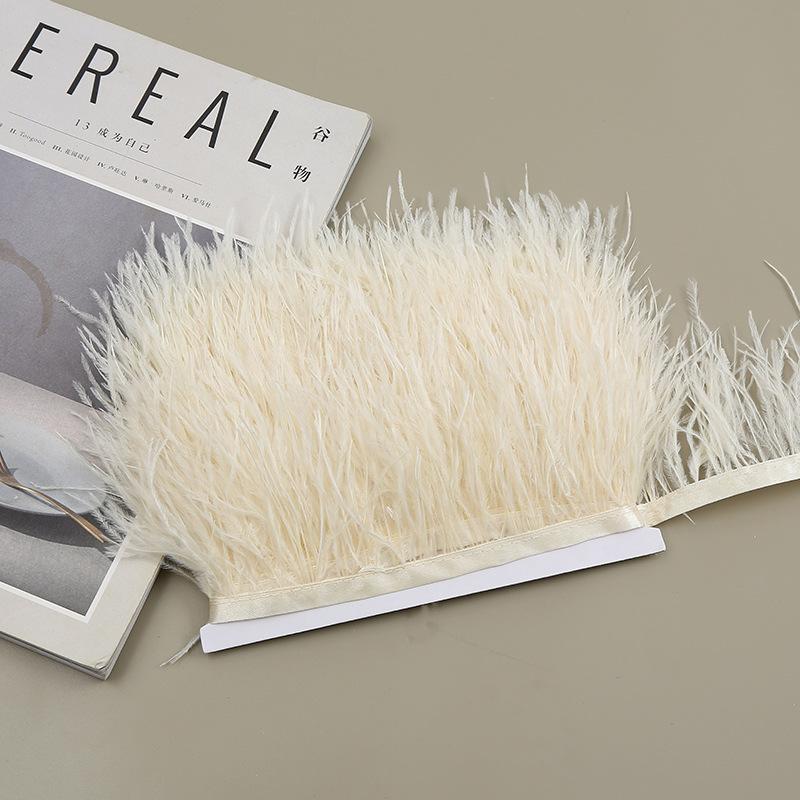 Color 8-10 Cm Ostrich Hair Cloth Edge Clothing Cuffs Hem Ostrich Feather Strips Cloth With Accessories Lace