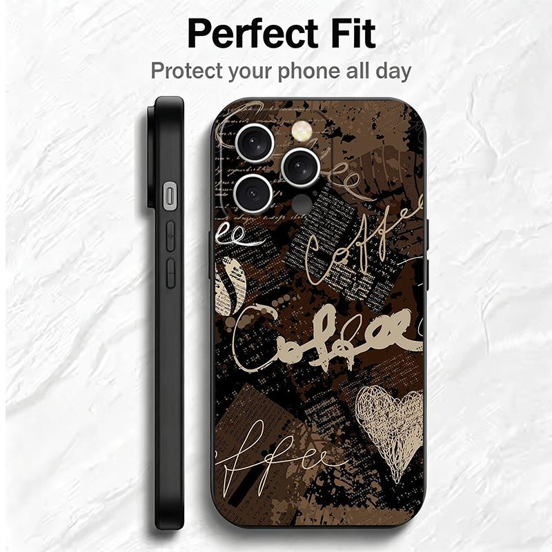 Black Coffee Fashion Style Soft Phone Case for iPhone 16 16E 17 Air 15 Pro Max 14 Plus 13 Mini 11 12 7 Black Cover Back Shell