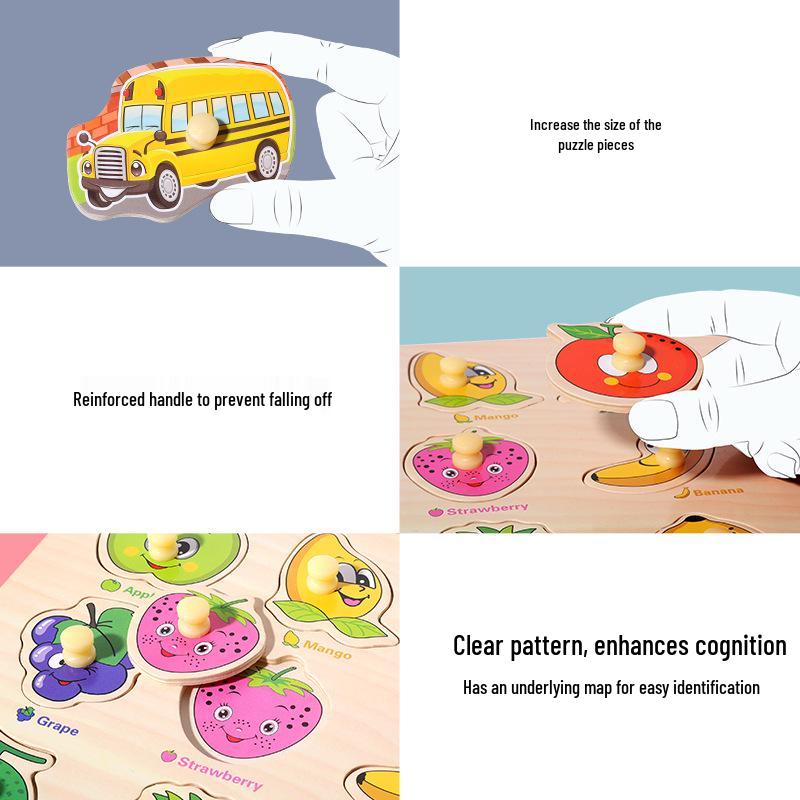 Kids' Early Education Puzzle: Mushroom Nail & Fruit Vegetable Board for Ages 1-3
