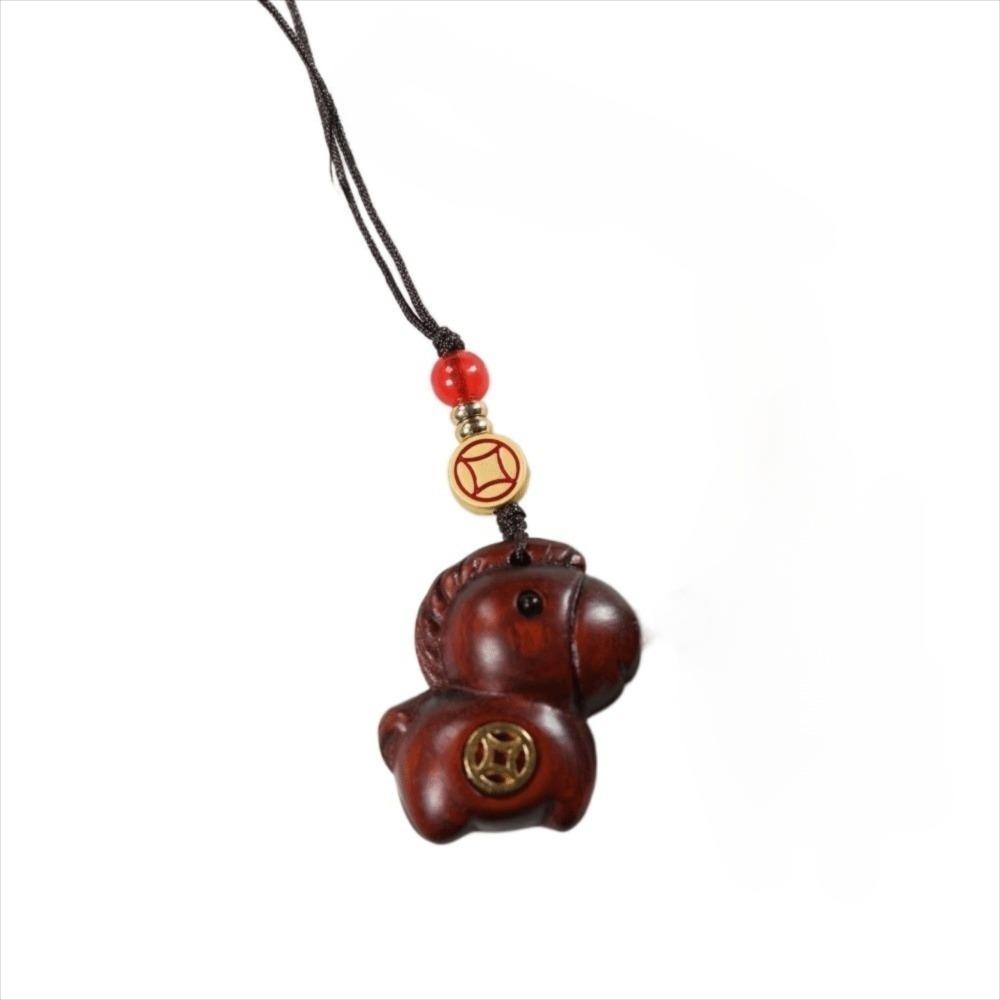 Pendentif de Sac Zodiaque Dessin Animé Bois Chaîne de Téléphone Devenir Riche Cheval Porte-Clés Nouvel An