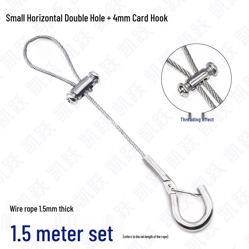 Adjustable Steel Wire Rope Safety Lanyard with Locking Snap Hook for Fall Protection and Sound System Suspension, 1.5-4mm.