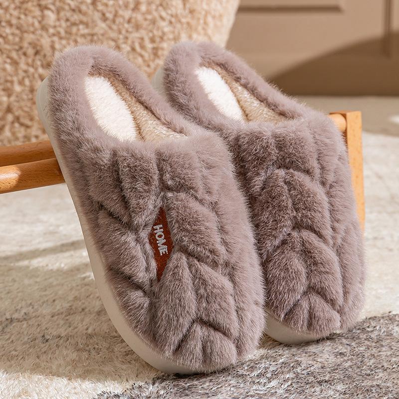 Men's Cotton Slippers Winter Thick-bottomed Indoor Warm Plush Slippers Men's Large Size