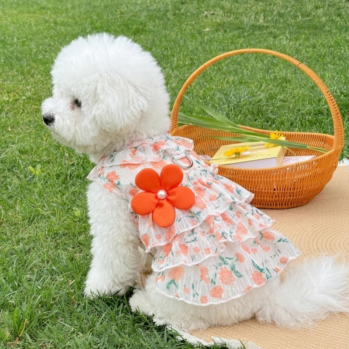 

Doggy Clothes - Light Style Summer and Spring Clothing. Dog and Cat Clothes - Princess-style Floral Pleated Skirt for Pets. XXS