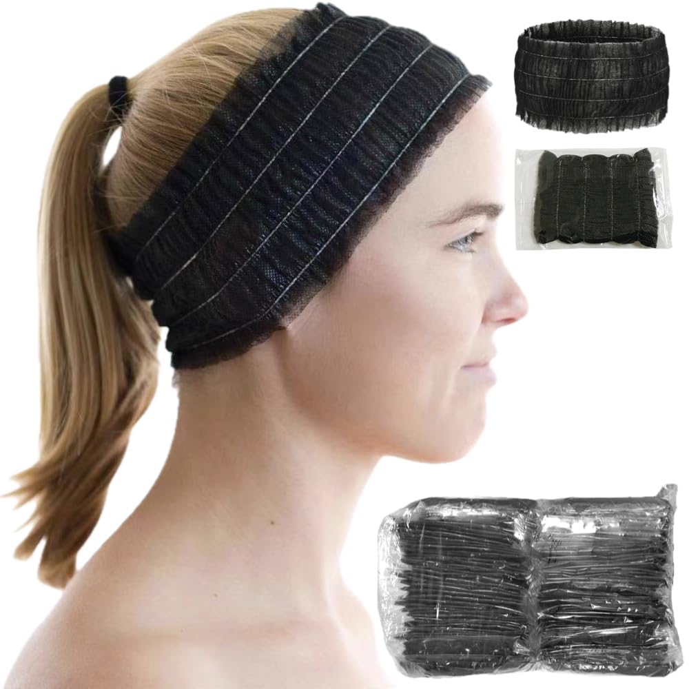 

Ailunate Одноразовые волосы Индивидуально 100 Волос Для лица Большие Коммерческие Черные Резинки, Завернутые, Шапочки, Тюрбаны, Повязки на голову, Нетканый материал, Мытье,