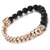 Jewelry Stainless Steel Skull Buddha Bead Volcanic Stone Beaded Bracelet