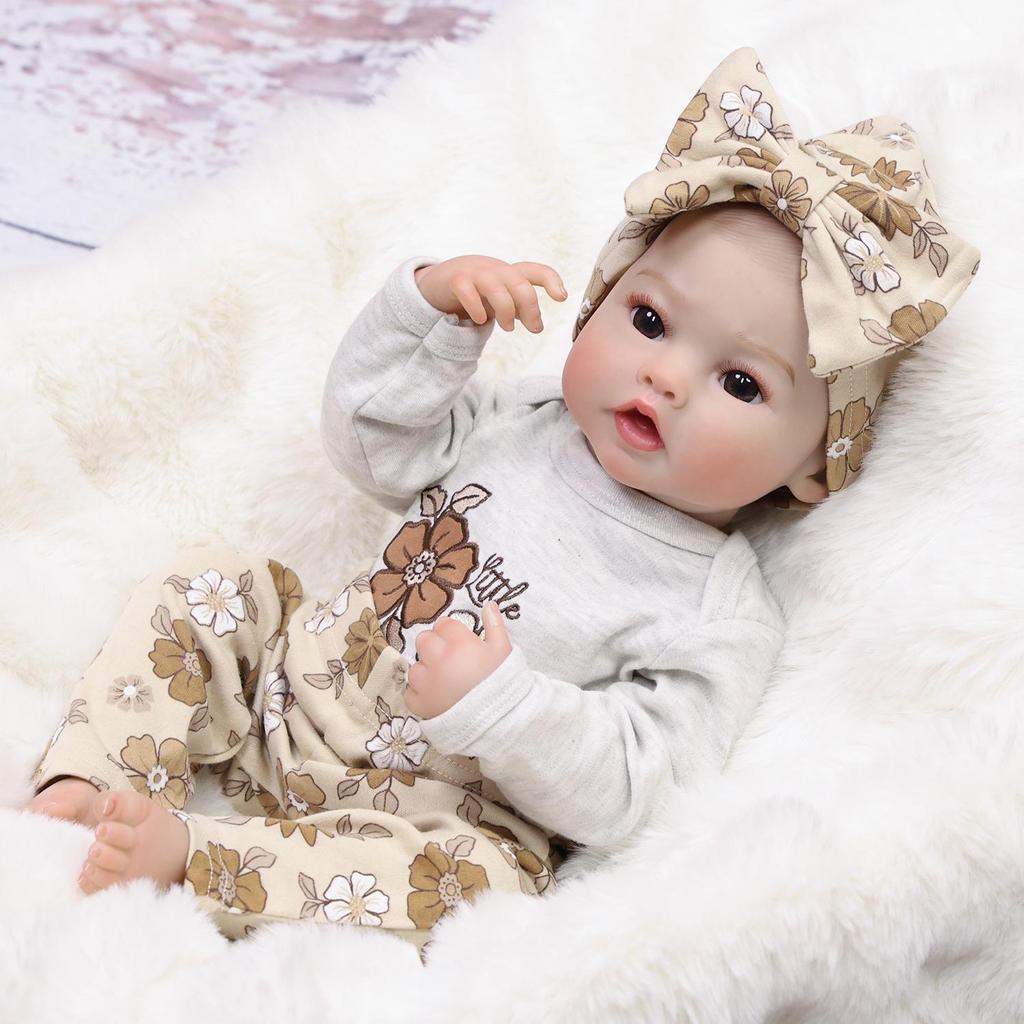 18 Inch Realistic Reborn Baby Doll Full Silicone Vinyl with Visible Veins Newborn Girl Doll Toddler Toy Gift