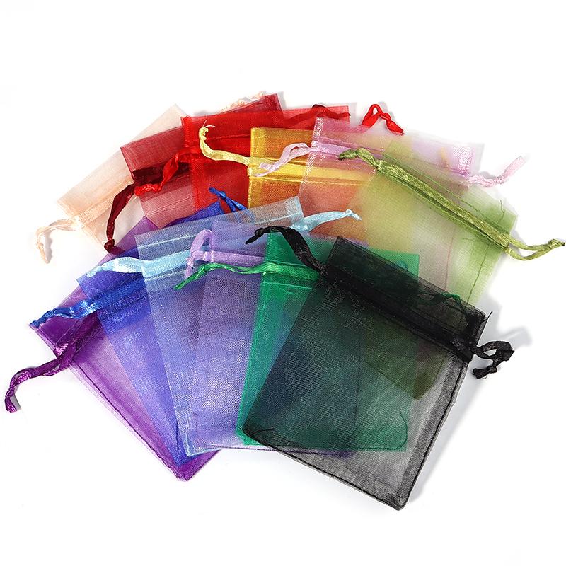 10pcs Adjustable Organza Bags 7x9cm Jewelry Packaging Bags Wedding Birthday Drawstring Pouches Christmas Gift Bags