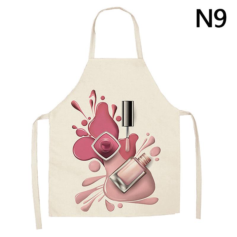 Nail Polish Lipstick Beauty Kitchen Women Apron Household Cleaning Cotton Linen Pinafore Salon Home Cooking Baking Adult Bib