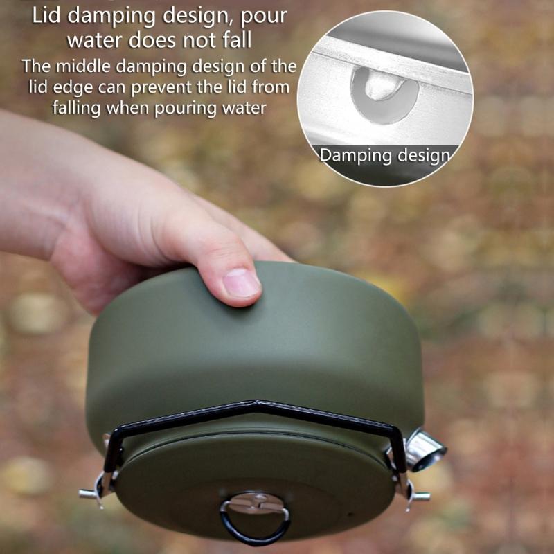 1 Litre Camping Kettle with Foldable Handle Fast Heating Gas Teapot Outdoor Lightweight Whistling Stainless Steel Kettle