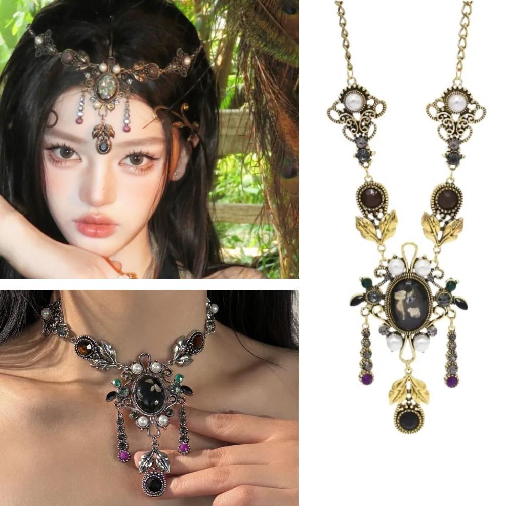 

Pendant Ethnic Tassel Necklace Bohemia Rhinestone Necklace Women Ladies золотий