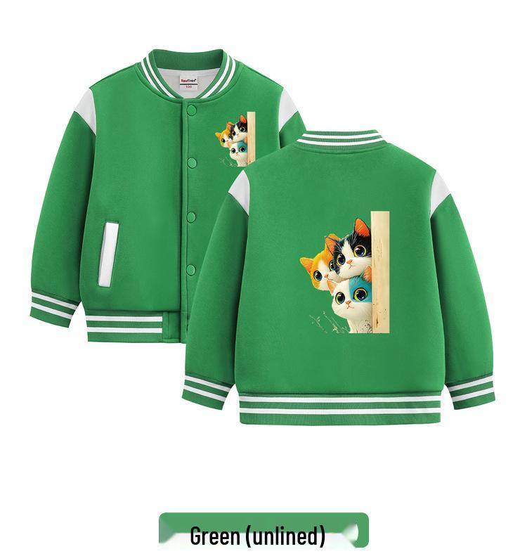 Kids' Autumn/Winter Velvet Baseball Jacket: 2026 New Casual Outerwear for Boys & Girls